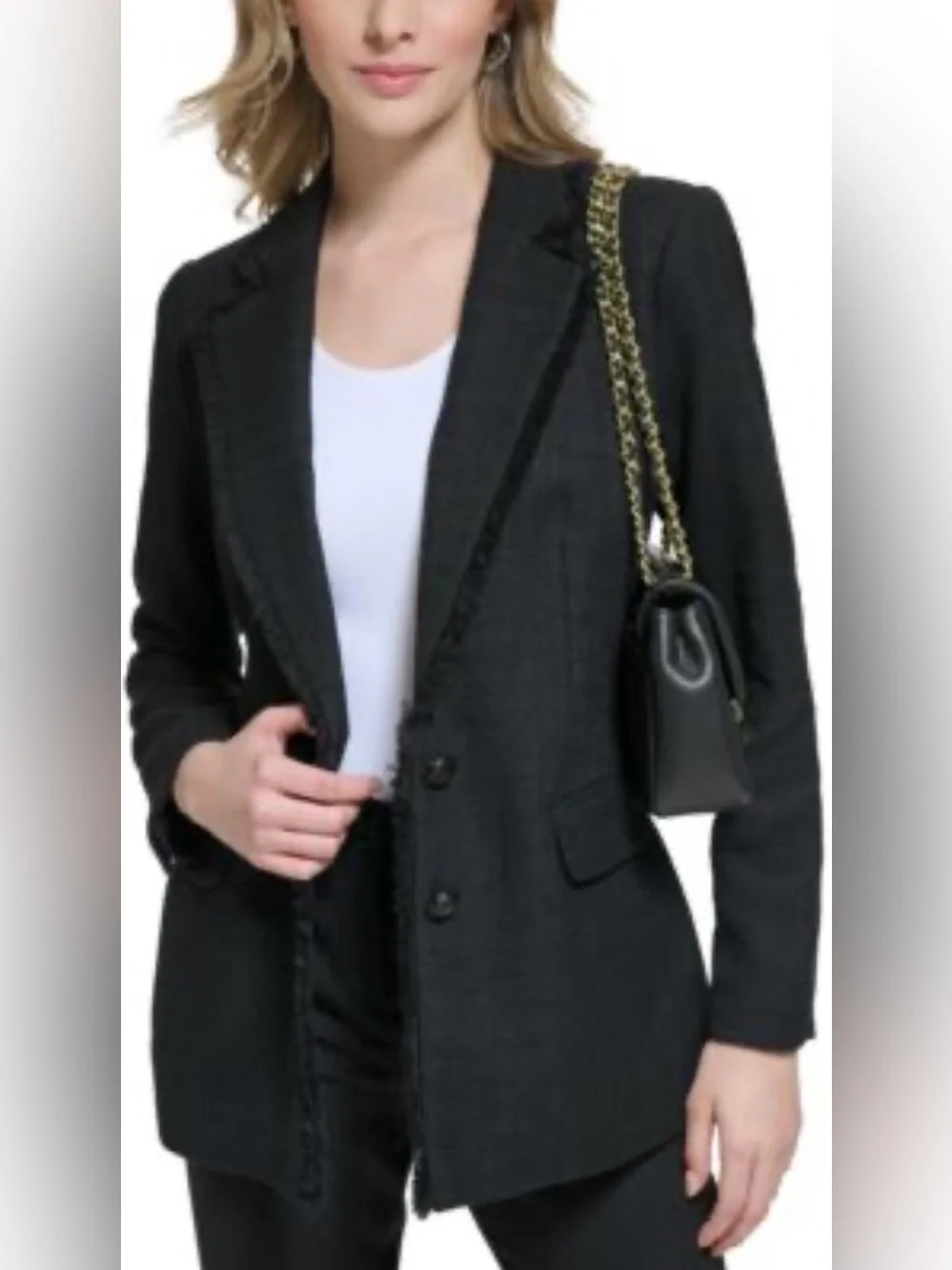 Karl Lagerdield Black Tweed Women's Tailored Blazer Jacket Size 12